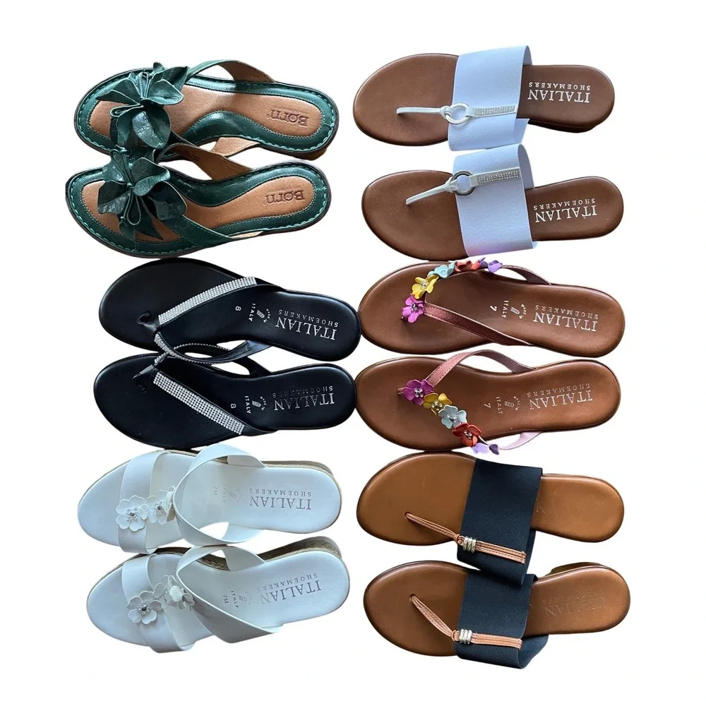Shoe LOT Italian Shoemakers & Born Women Sandals Size 7/8 Floral Leather Summer